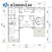 Maison modulaire préfabriquée, villa à deux étages, design en kit, entièrement meublée, solution clé en main avec balcon