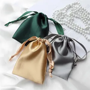 Custom Logo Luxury Satin Drawstring Bag Jewelry Packaging Pouch Wedding Favor Gift Silk Jewelry Pouch Jewellery Pouch