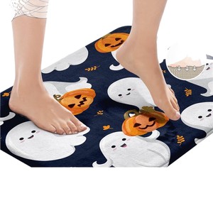 Cortina de Ducha de Poliéster Azul Oscuro con Diseño de Calabaza Fantasma, Cortina de Baño con Impresión Digital, Impermeable, Impresión Personalizada, Venta al por Mayor, Moderna - Product Image 5
