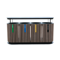 Poubelle extérieure 4 en 1 en composite bois-plastique, pour parc, rue, usage public et commercial, avec bac de recyclage