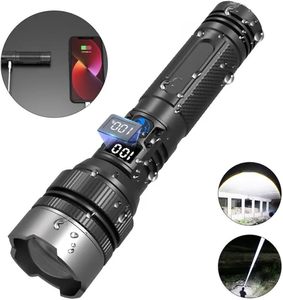ไฟฉายยุทธวิธี LED XHP70 ความสว่าง 10000 ลูเมนส์ แบตเตอรี่ 26650 แบบชาร์จได้ ตัวเรือนอะลูมิเนียมอัลลอย ซูมได้ ใช้พอร์ต USB - Product Image 5