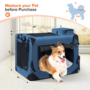 Meilleur vendeur QQgift OEM Personnalisé Bleu marine Polyester Métal Classique Écologique Grand Transporteur de voyage pliable pour chat et chien Cage souple - Product Image 2