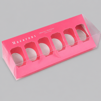 Scatola per Macaron in Cartone con 6 Scomparti e Manica in PET Trasparente Stampata Personalizzata, Confezione Regalo per Macaron