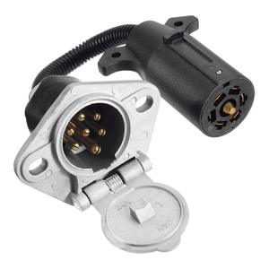 Trailer <b>Plug</b> <b>Adapter</b> 7 Pin Blade To Round Socket UAG717 DC Connection ABS Material - Product Image 2