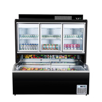 Congélateur Vitrine Verticale Combiné Double Température Commercial avec Congélation Supérieure et Inférieure, Configuration Maître-Esclave