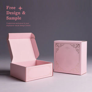 Boîtes d'emballage rigide en <span class=keywords><strong>carton</strong></span> imprimé personnalisé boîte cadeau avec couvercle boîte <span class=keywords><strong>de</strong></span> produit pliante rose expédition - Product Image 1