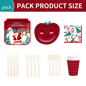 ชุดอุปกรณ์บนโต๊ะอาหารสำหรับงานเลี้ยงคริสต์มาส DAMAI แบบกำหนดเอง พร้อมลายแอปเปิ้ลแดงและลายซานตาคลอส จานกระดาษ ถ้วยกระดาษ และผ้าเช็ดปากแบบใช้แล้วทิ้ง - Product Image 6