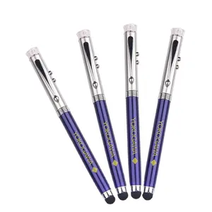 Aluminum 4 in 1 stylus tip function for phone red laser pointer pen
