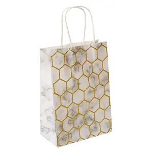 Shopping di carta personalizzato stand up fancy plain square bottom itsu octavia shopper paper carrier bag design fornitore oro nero - Product Image 1