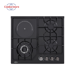 CM407 Table de cuisson hybride à gaz à 4 brûleurs avec induction en verre Table de cuisson à gaz de cuisine à 3 gaz et une électrique - Product Image 2