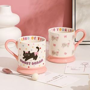 M illustrazione di gatto rosa carino lettere colorate in ceramica <span class=keywords><strong>tazza</strong></span> di acqua <span class=keywords><strong>tazza</strong></span> di caffè <span class=keywords><strong>tazza</strong></span> regalo <span class=keywords><strong>tazza</strong></span> di ceramica - Product Image 2