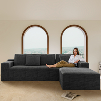 Canapé modulaire sectionnel rembourré compressé pour salon, 2 pièces, combinaison libre, tissu en velours côtelé doux