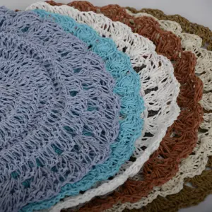 Modern Christmas Placemats Cup Mat Pad Coasters Table Mats Paper Fiber Fabric Crochet Place Mats Doily Table Round Placemat