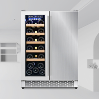 Réfrigérateur à vin et boissons électrique 120L pour usage domestique et extérieur, double zone, avec dégivrage automatique, capacité de 40 bouteilles, cave à vin intégrée