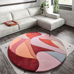 Round Irregular Colorful Hand Tufted Handmade <b>Rug</b> for Livingroom, Kids Area for <b>Play</b> - Product Image 3