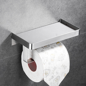 Portasciugamani da parete in acciaio inossidabile 304 spazzolato con supporto per <span class=keywords><strong>rotolo</strong></span> di carta igienica da bagno con ripiano per cellulare - Product Image 3