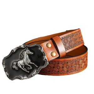 เข็มขัดยีนส์หนังวัวของผู้ชายสไตล์วินเทจทันสมัยพร้อมหัวเข็มขัดขนาดใหญ่สำหรับหัวเข็มขัดสไตล์หัวเข็มขัดรูปม้าสำหรับสไตล์เข้ากับทุกชุด - Product Image 5