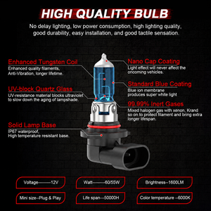 ซุปเปอร์ไบรท์ 9005 H11 หลอดไฟหน้าแบบฮาโลเจนคอมโบ 4 แพ็ค 12V ไฟตัดหมอกหน้ารถโคมไฟแก้วสีฟ้า 5000K สีขาวหลอดไฟรถยนต์ - Product Image 2