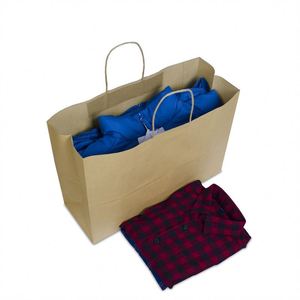 Sac de courses en papier kraft écologique KM 42*12*31cm avec poignée, logo imprimé, sac d'emballage pour épicerie, utilisation en magasin de charcuterie, restaurant - Product Image 1