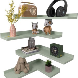 Estante montado en la pared para figuras y plantas, multiusos, sin taladro, forma rectangular, color verde, decoración para dormitorio, almacenamiento y exhibición - Product Image 5