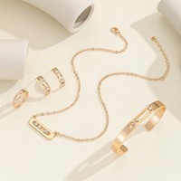 Parure de Bijoux Designer Personnalisée pour Femme en Acier Inoxydable Plaqué Or 18K, Imperméable, Luxe, Comprenant Bracelet, Collier et Boucles d'Oreilles