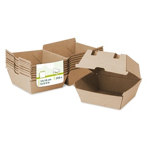 Boîtes à emporter pour hamburgers, taille 13x14x8cm, en carton kraft, jetables, écologiques - Product Image 1