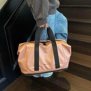 New Shiny Pink Travel Bags Ladies Outdoor Travel Fitness Luggage <b>Storage</b> Bag Waterproof Travel Tote Bags - Product Image 2