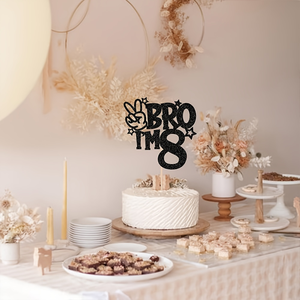 Adorno de Pastel Negro con Purpurina, Diseño de Mano de la Paz y Estrella, Decoración para Fiesta de Cumpleaños Número 8 para Niños - Product Image 4