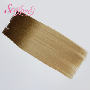 Extensions de cheveux invisibles à bandes adhésives, cheveux humains Remy, trame simple, double épaisseur, racine naturelle ombrée, couleur blonde - Product Image 2