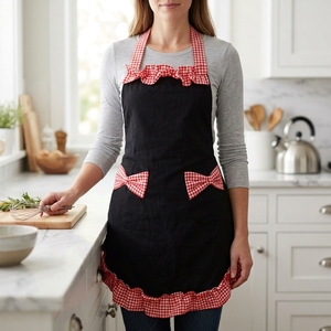 Delantal Vintage de Algodón con Cuello de Mariposa para Cocina, Hogar, Cafetería, Chef, Estilo Romántico - Product Image 5