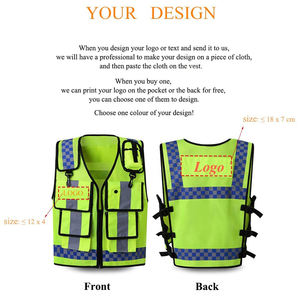 ZUJA بالجملة سترة أمان شبكية متعددة الجيوب للتنفس شعار مخصص شريط قابل للتعديل هاي فيس سترة عاكسة - Product Image 2