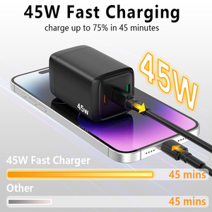 Multi Device Compatible OEM Gan Laptop Charger 45W Triple Ports Type a +2C Fast Charging USB Wall Charger for <b>table</b> <b>phone</b> pad - Product Image 5
