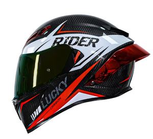 Casco de Fibra de Carbono DOT, Casco Integral para Motocicleta, Casco con Bluetooth y Alerón Trasero Grande - Product Image 1