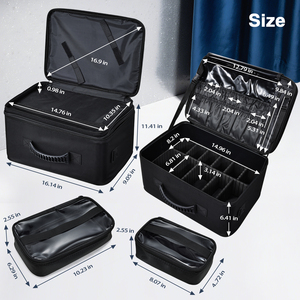 2 Layers Large Cosmetic Storage Bag Professional <b>Makeup</b> Organizer <b>Case</b> with Brush Slot Adjustable Dividers Shoulder Strap 3 Bags - Product Image 6