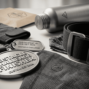 Custom Advanced Obstacle Challenge Set with <b>Long</b> <b>Sleeve</b> Quick Dry <b>Top</b> Gloves Neck Gaiter Belt Metal Dog Tag - Product Image 3