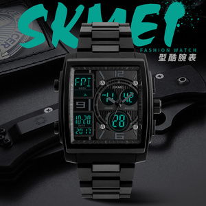 Grand cadran <span class=keywords><strong>Skmei</strong></span> <span class=keywords><strong>1274</strong></span> double mouvement 3 temps numérique montres de sport pour hommes - Product Image 4