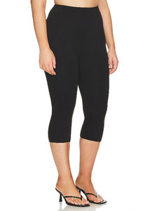 Pantalons Capri en Coton à <span class=keywords><strong>Taille</strong></span> <span class=keywords><strong>Haute</strong></span> pour Femmes, Imprimés, à Devant Plat, Coupe Courte, avec Techniques de Broderie, Couleur Unie - Product Image 4