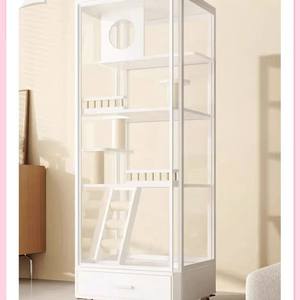 Villa panoramica in vetro per gatti, gabbia per gatti domestici, lettiera per gatti integrata, casetta per gatti di lusso al coperto, letto per gatti - Product Image 3