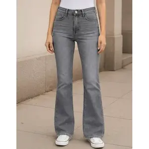 Jeans a Zampa d'Elefante da Donna Adrenaline, Vita Alta, Elasticizzati, Comodi, Traspiranti, Stile Semplice e alla Moda, 5 Tasche - Product Image 2