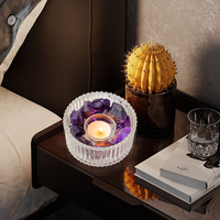 Support de bougie en cristal naturel brut en gros, bougeoir personnalisé, pot à bougie, pot en verre, décoration d'intérieur