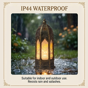 Lanterna a LED a Forma di Candela, Lampada da Esterno IP44, Decorazione Islamica per Ramadan ed Eid <span class=keywords><strong>Mubarak</strong></span>, Ornamento Mediorientale Sospeso per Casa - Product Image 3