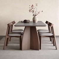 Table à manger rectangulaire personnalisable style chinois en pierre, couleur noyer, pour petit appartement, Macchiato