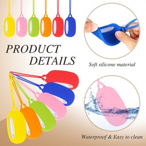 Étiquette de bagage en silicone colorée personnalisée, porte-étiquettes souple pour valise avec porte-carte d'identité et étiquette d'adresse, étiquette de bagage tendance - Product Image 4
