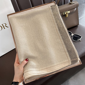 Hot Sale Fashion Custom Designer Golden Shiny <strong>Scarves</strong> for <strong>Women</strong> Luxury Brand Thread Long Imitated <strong>Silk</strong> <strong>Scarf</strong> Shawls - Product Image 5