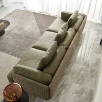 Echtes Ledersofa aus Hochwertigem Rindsleder im Italienischen Minimalistischen Stil, L-Form, Bewegliches Set für Hotel, Villa und Wohnzimmer