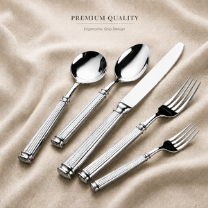 High-end Thickened 18/10 Stainless Steel Flatware <strong>Sets</strong> <strong>Spoon</strong> And <strong>Fork</strong> Forged Roman Column Striped Silverware Luxury Cutlery <strong>Set</strong> - Product Image 4