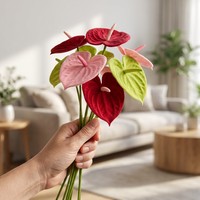 Fleurs d'Anthurium Artificielles Imprimées en 3D Effet Réel, Tiges en Silicone, Lot de Plantes Tropicales Artificielles pour Noël, Pâques, Mariages, Vases et Décoration Intérieure
