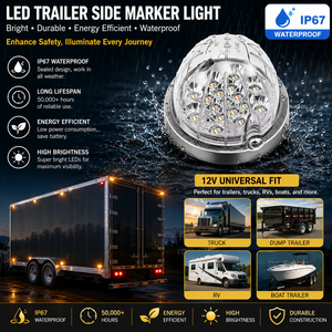 Feu de position latéral LED étanche SAE blanc 12V 24V, type pastèque, haute efficacité, pour camion et remorque - Product Image 3