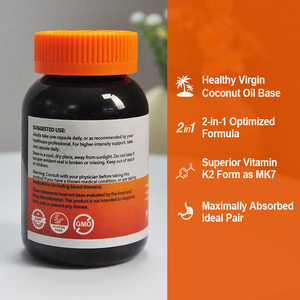 Venta al por mayor de fábrica OEM Vitamina K2 D3 Cápsulas veganas Proveedor K2 + D3 Suplemento 90 Cápsulas - Product Image 4