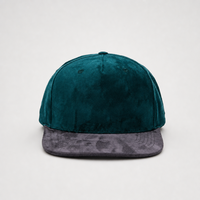 Casquette de baseball personnalisable vierge à visière plate, 6 panneaux, snapback, en daim, bleu sarcelle et gris anthracite, réglable, pour le sport, vente en gros, OEM, faible MOQ